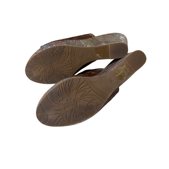 L'Artiste Spring Step Zoe Size 40 /9 Mules Sandals Platforms Laser Cut New Brown - Picture 10 of 13